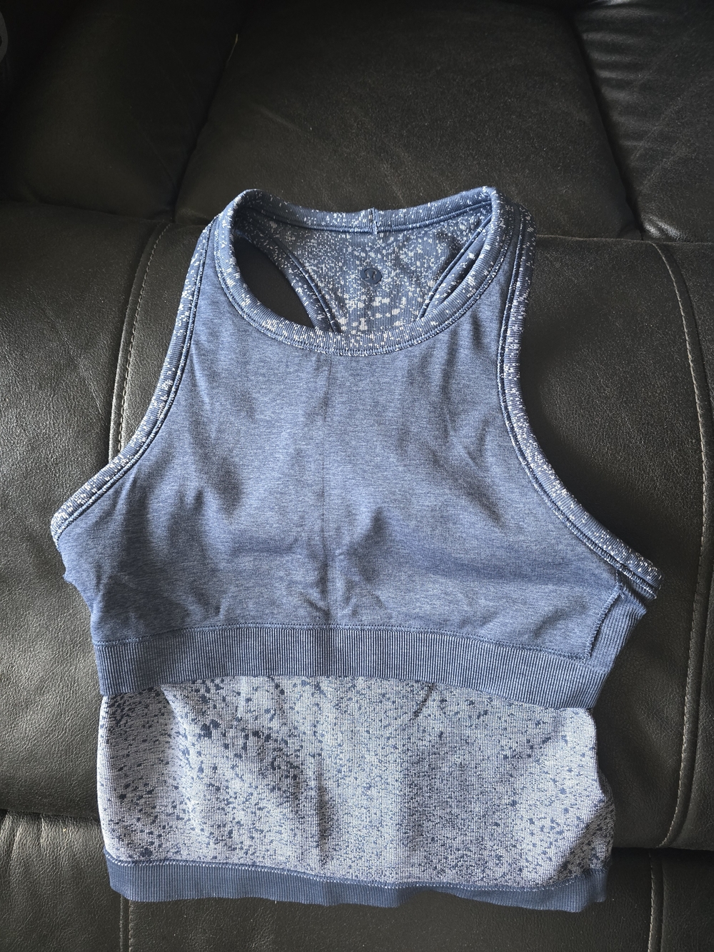 lululemon athletica Blue High-Neck Seamless Crop Sports Bra